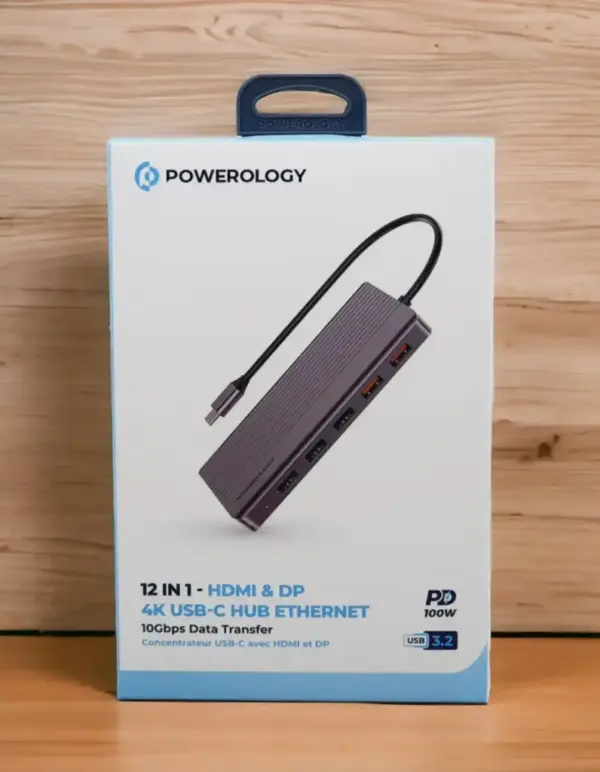 POWEROLOGY 12 IN 1 - HDMI & DP 4K USB-C HUB ETHERNET | 100W